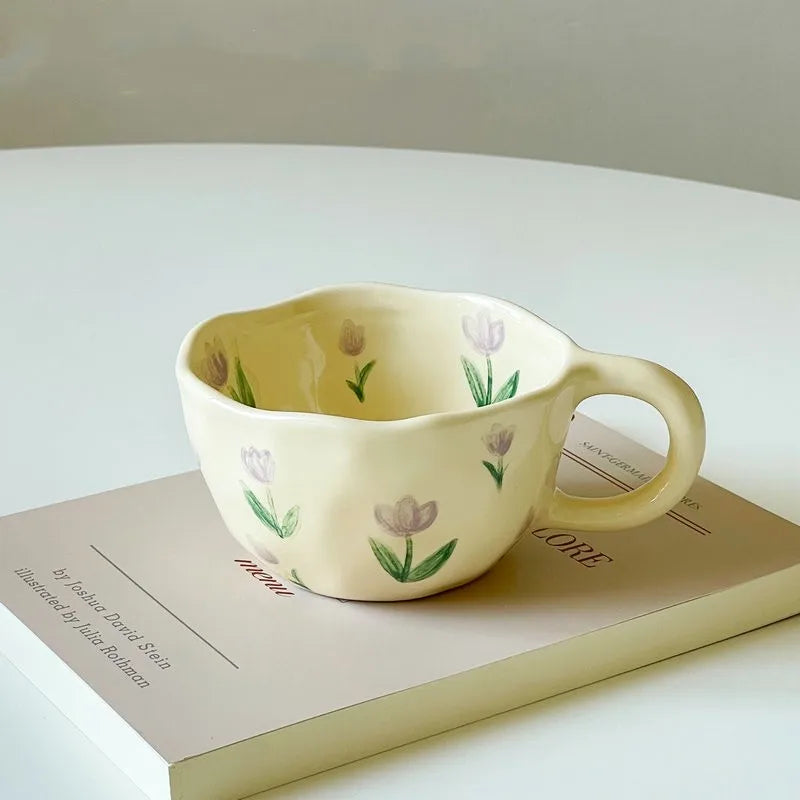 Hand-Pinched Flower Ceramic Mug