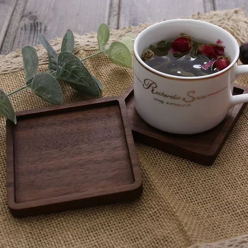 Round Wooden Slice Cup Mat