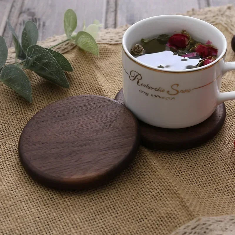 Round Wooden Slice Cup Mat