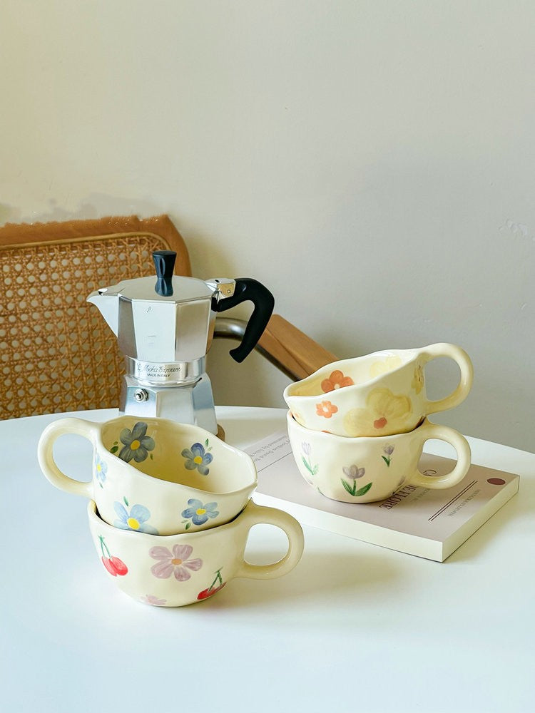 Hand-Pinched Flower Ceramic Mug