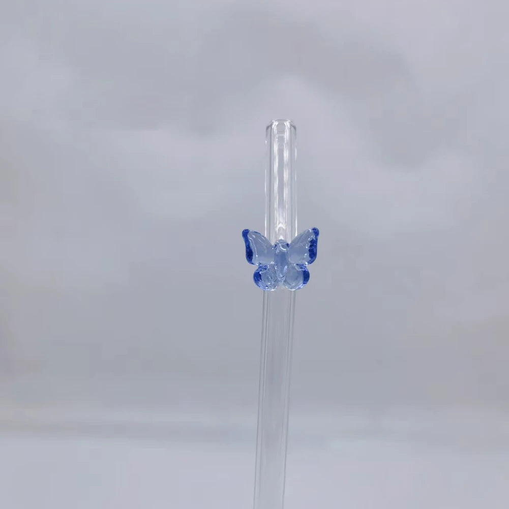 Pailles en Verre Réutilisables avec Papillon