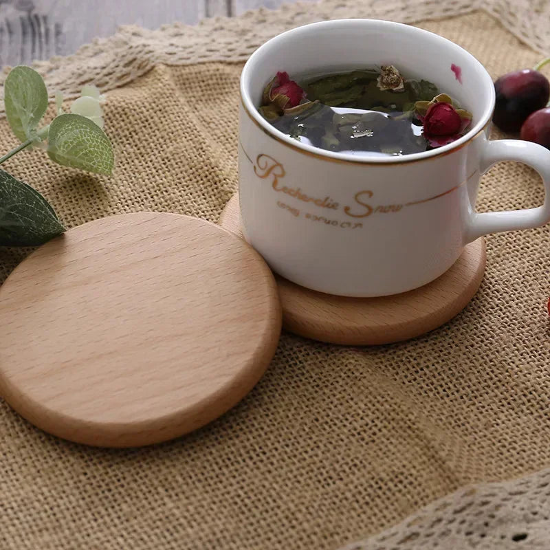 Round Wooden Slice Cup Mat