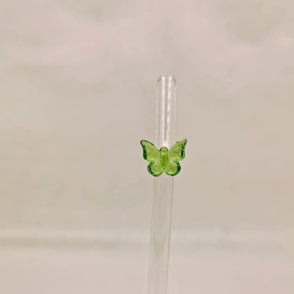 Pailles en Verre Réutilisables avec Papillon