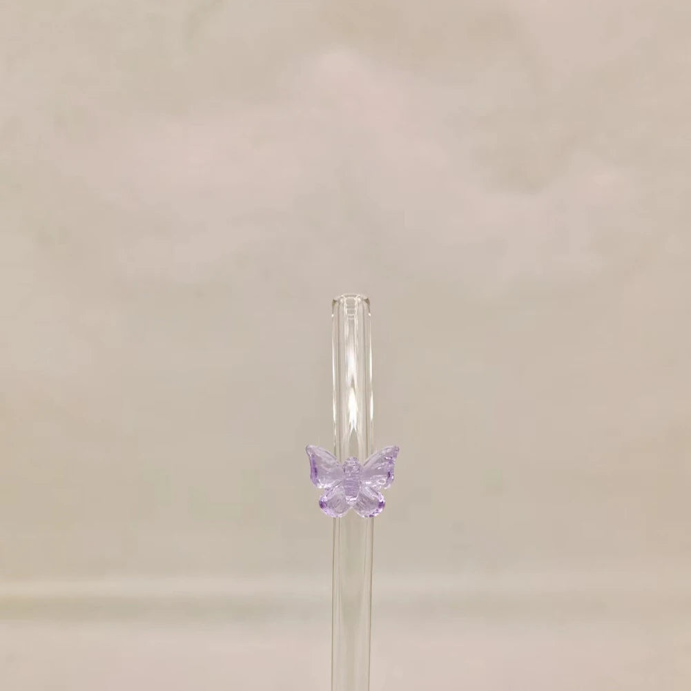 Pailles en Verre Réutilisables avec Papillon