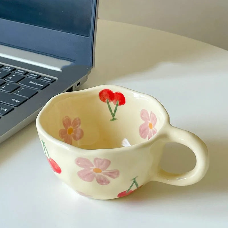 Hand-Pinched Flower Ceramic Mug