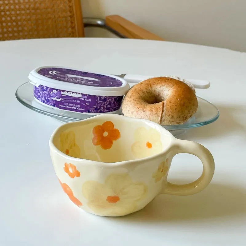 Hand-Pinched Flower Ceramic Mug