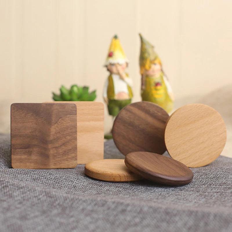 Round Wooden Slice Cup Mat