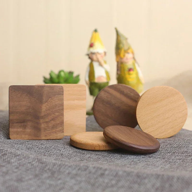 Round Wooden Slice Cup Mat