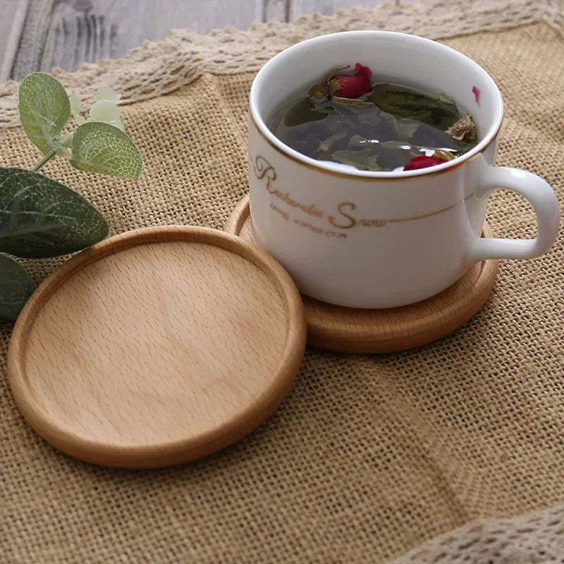 Round Wooden Slice Cup Mat
