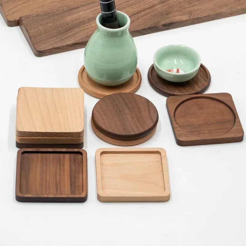 Round Wooden Slice Cup Mat