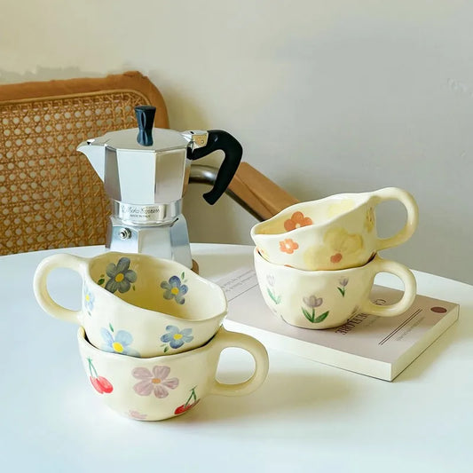 Hand-Pinched Flower Ceramic Mug