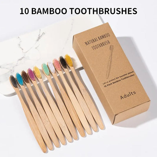 Bamboo Toothbrush Set 10 PCS