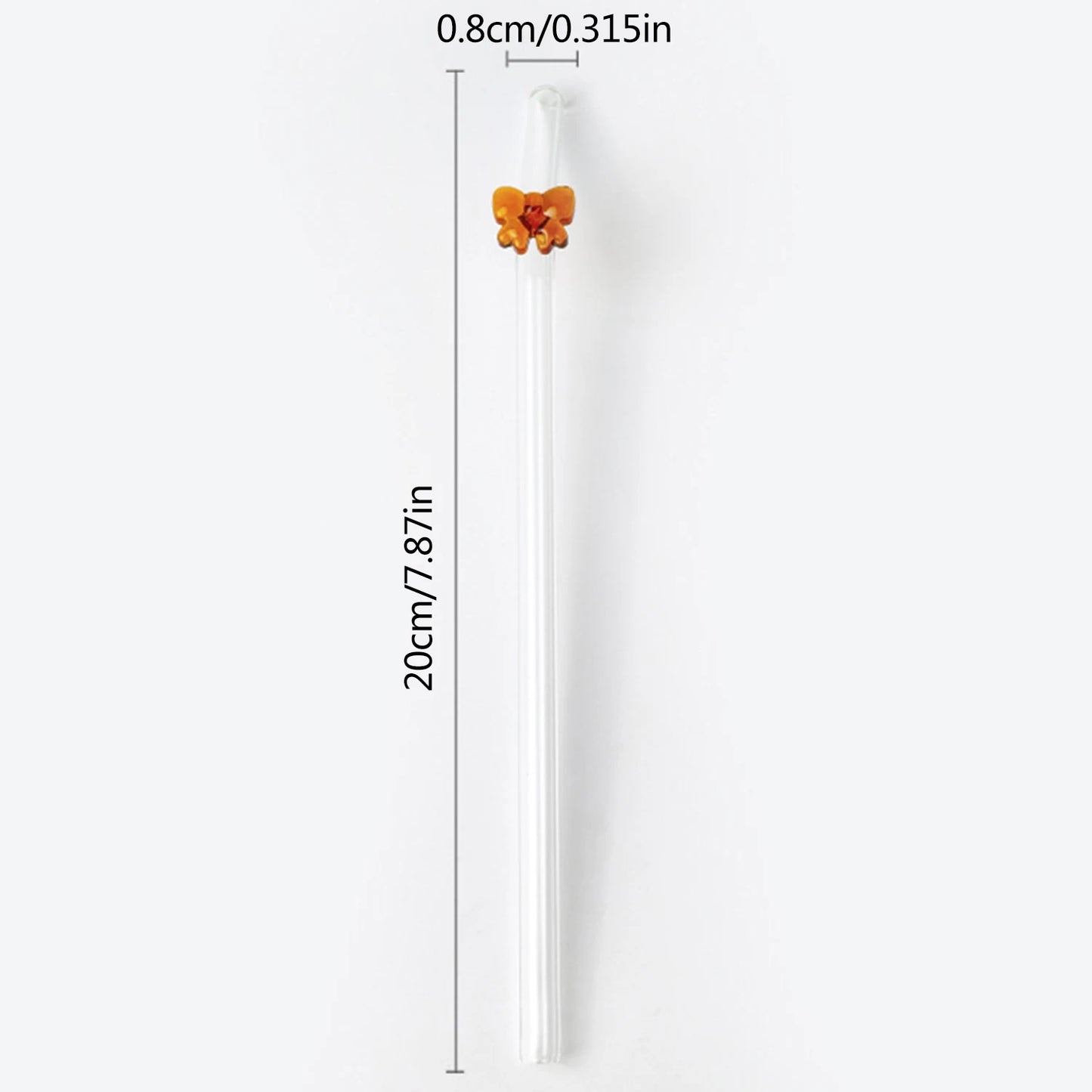 Pailles en Verre Réutilisables avec Papillon
