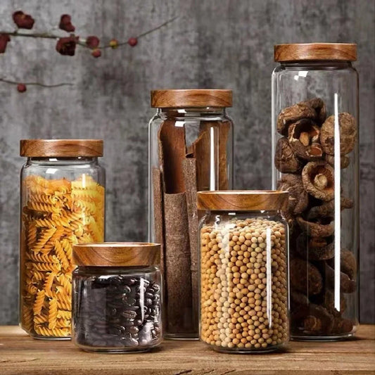 Small Glass Storage Jars with Airtight Lids