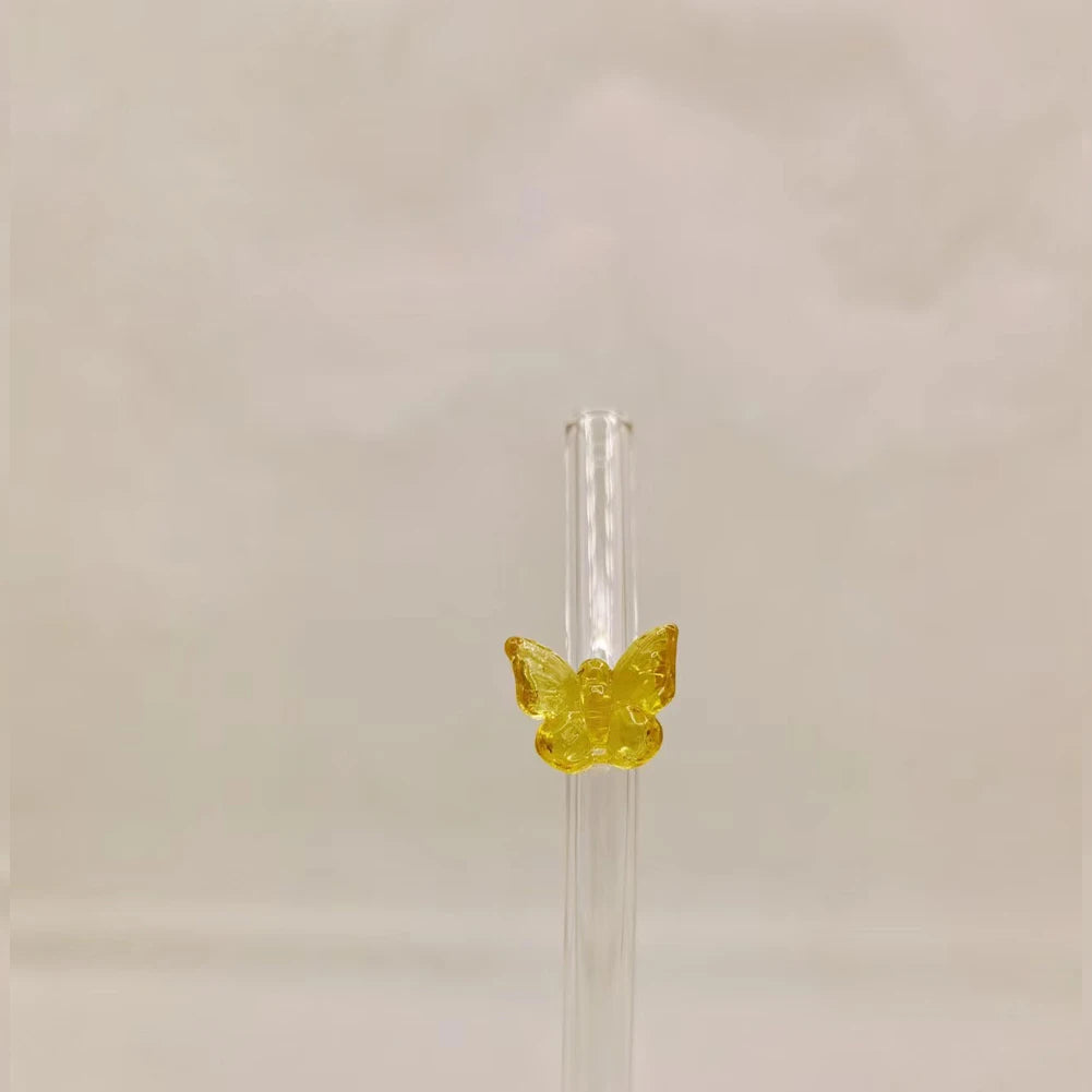 Pailles en Verre Réutilisables avec Papillon