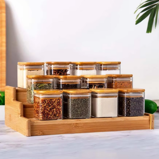 Glass Jars Set with Spice Labels